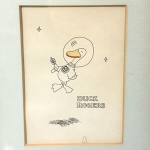 1980 John Baron Signed Ducks Print "Duck Rogers" Art 11" x 9" Framed Vintage